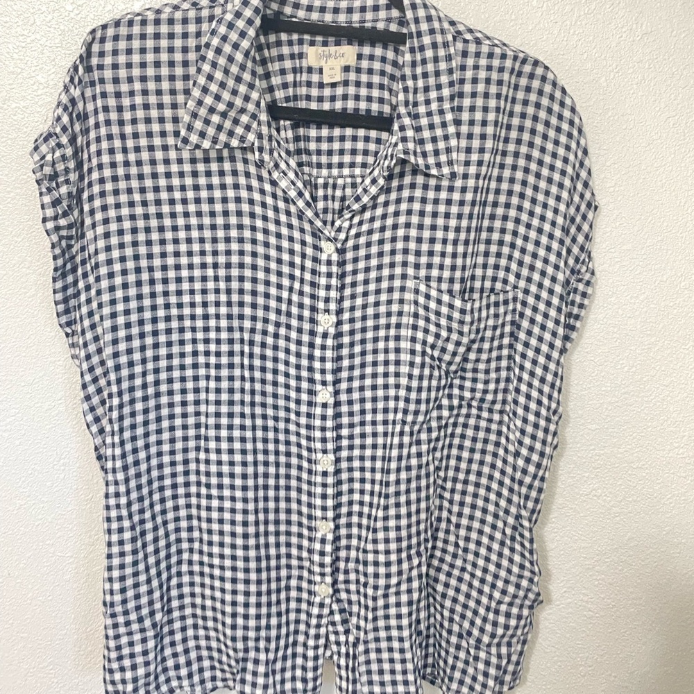 Navy colored gingham shirt